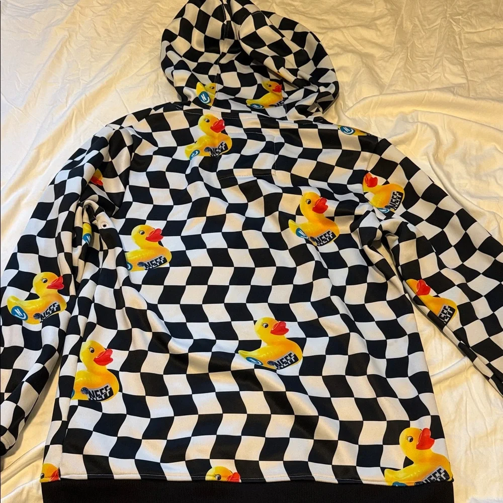 Neff Black and White Geometric Hoodie with Duck Design - Picture 4 of 4